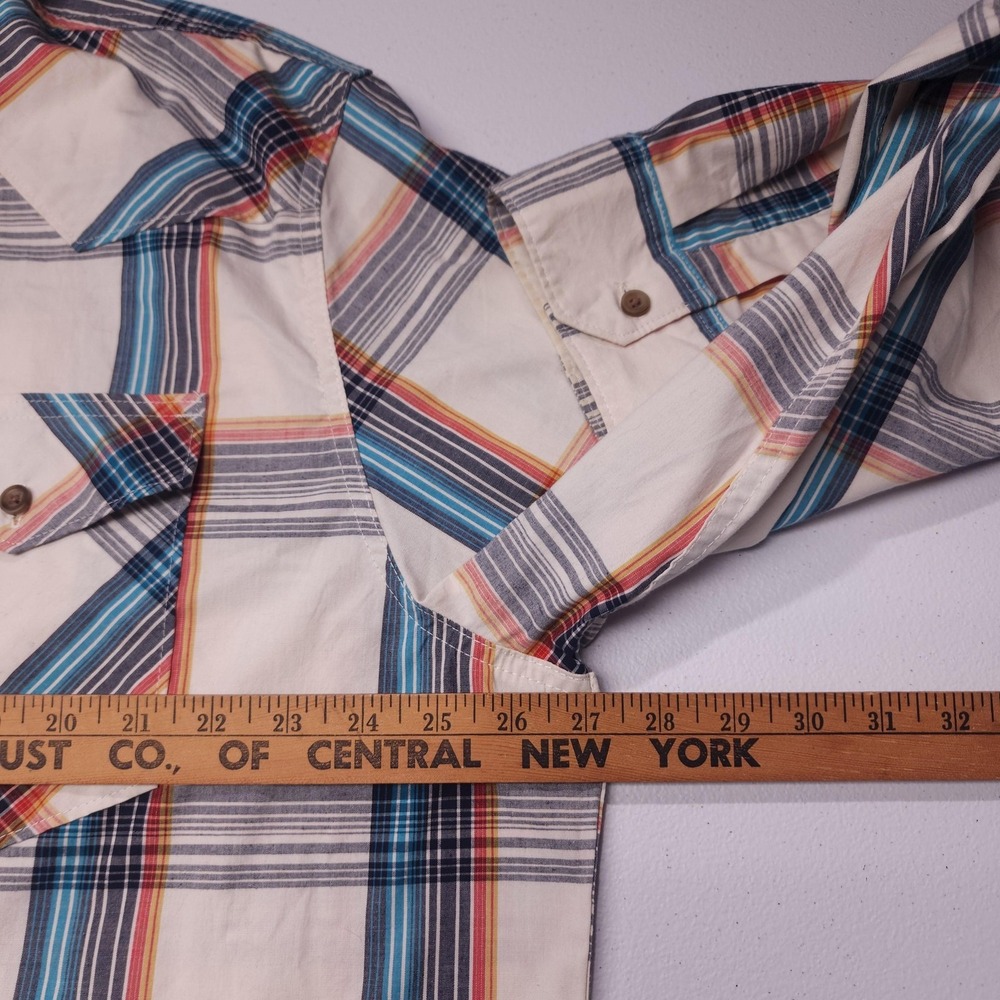 Wrangler Western‎ Shirt Mens 2XL Blue Plaid Stretch Button Up Pockets - Picture 9 of 11